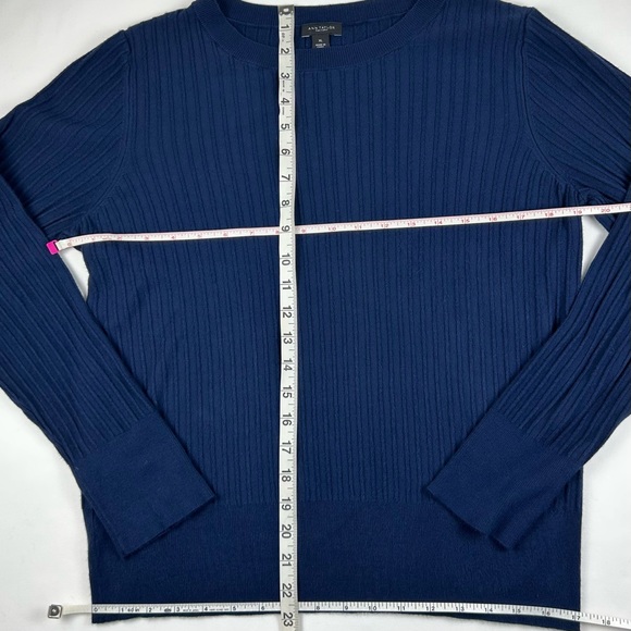 Ann Taylor Factory Rib Knit Crew Neck Sweater - Dark Blue - Picture 7 of 8